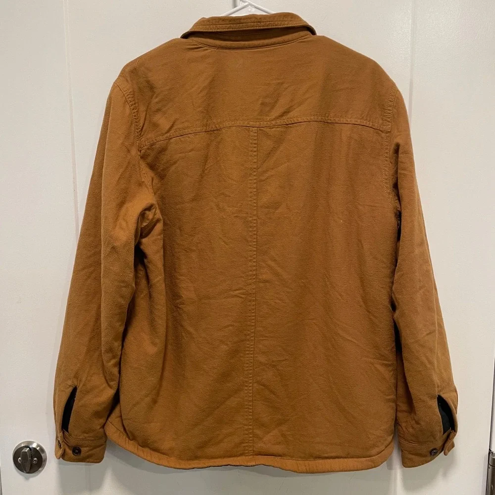 The North Face Mens Sherpa Lined Shirt Jacket Brown Cotton Twill Shacket Size M